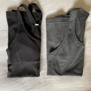 Lululemon Work Out Tank Tops Black Ribbed